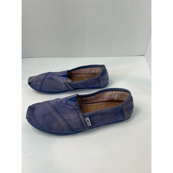 Toms Classic Alpargata Flat Shoes Blue Wash Canvas Slip On Loafer Sz  8.5 - Picture 1 of 6
